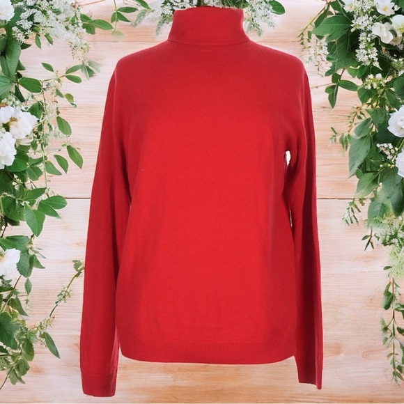 Uniqlo Cherry Red Long Sleeve‎ Turtleneck 100% Cashmere Capsule Comfort Size M - Picture 1 of 10